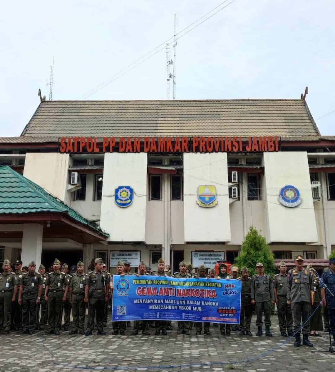 BNN Provinsi Jambi Gelorakan “Gema Anti Narkotika” oleh 312 Personil Satpol PP dan Damkar Provinsi Jambi
