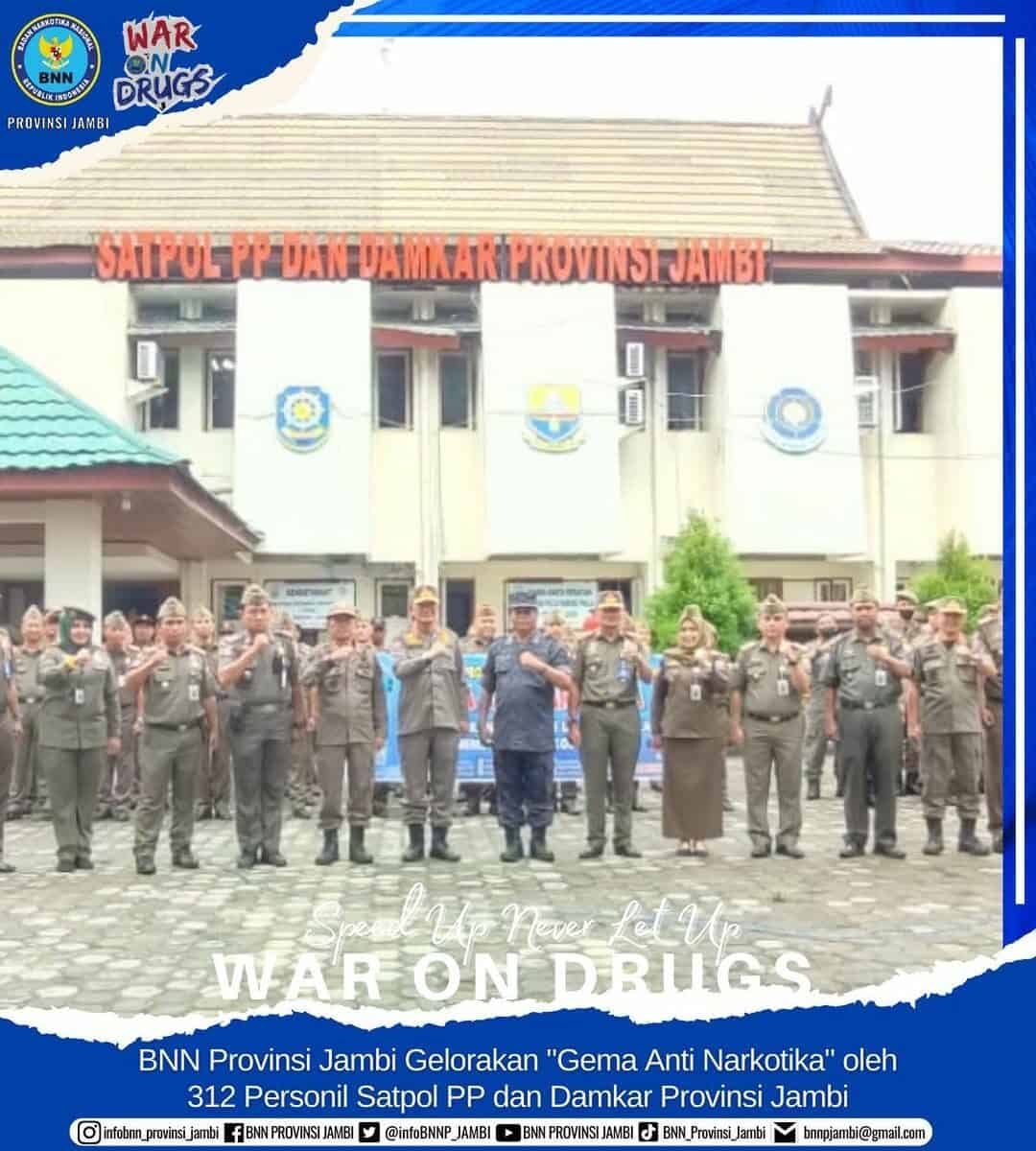 BNN Provinsi Jambi Gelorakan “Gema Anti Narkotika” oleh 312 Personil Satpol PP dan Damkar Provinsi Jambi