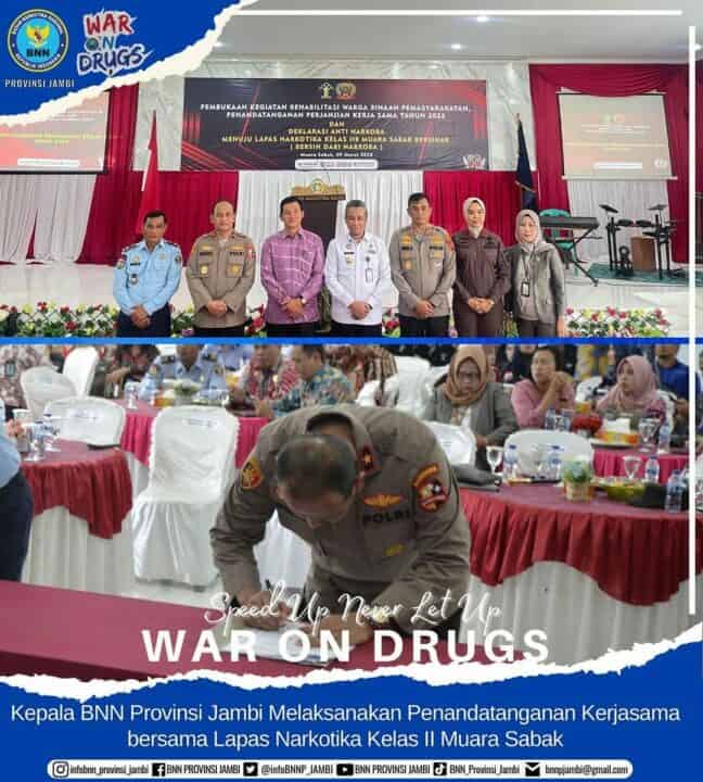Kepala BNN Provinsi Jambi Melaksanakan Penandatanganan Kerjasama bersama Lapas Narkotika Kelas II Muara Sabak