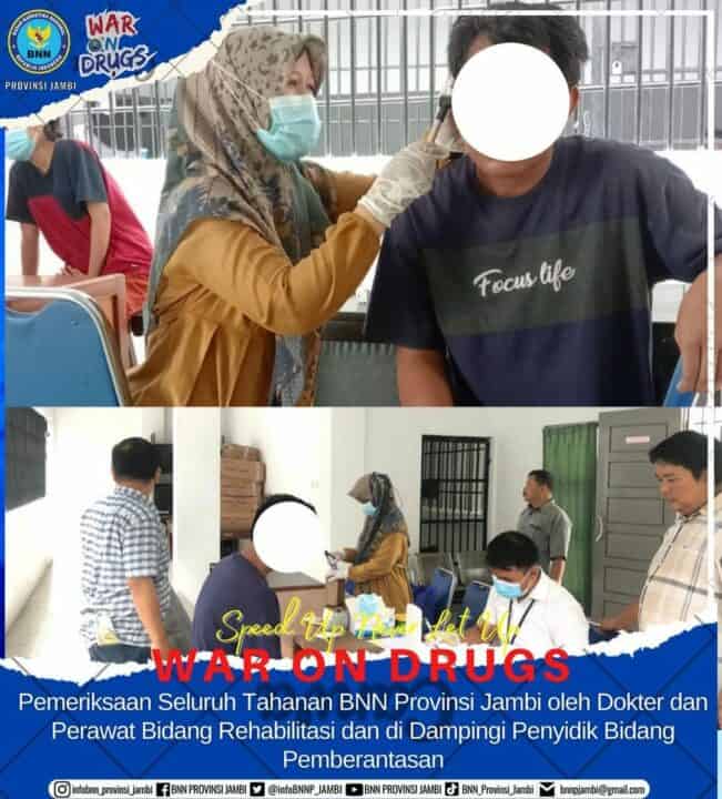 Kegiatan Pemeriksaan Kesehatan Tahanan BNNP Jambi oleh Dokter & Perawat Bidang Rehabilitasi dan di Dampingi oleh Penyidik Bidang Pemberantasan