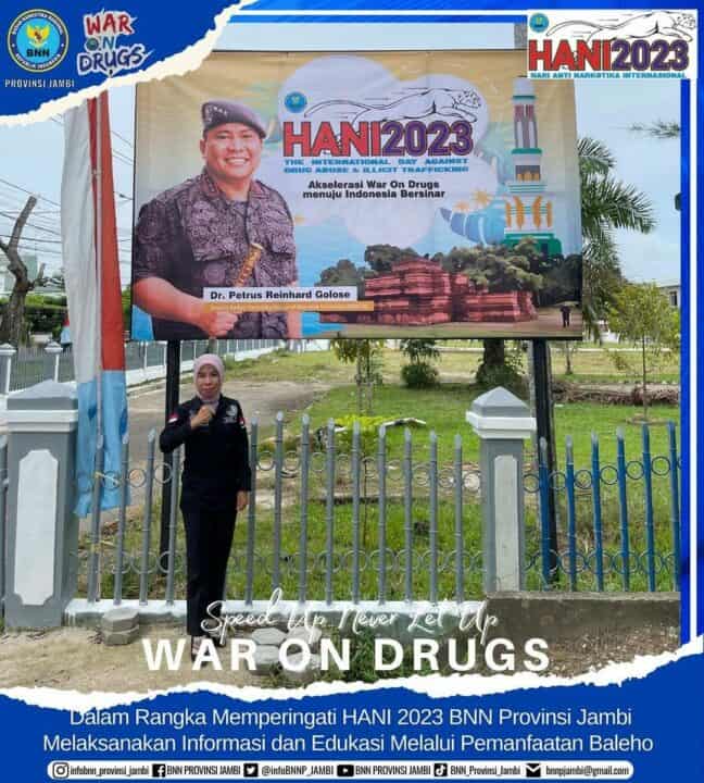 Dalam Rangka Memperingati HANI 2023 BNN Provinsi Jambi Melaksanakan Informasi dan Edukasi Melalui Pemanfaatan Baleho.