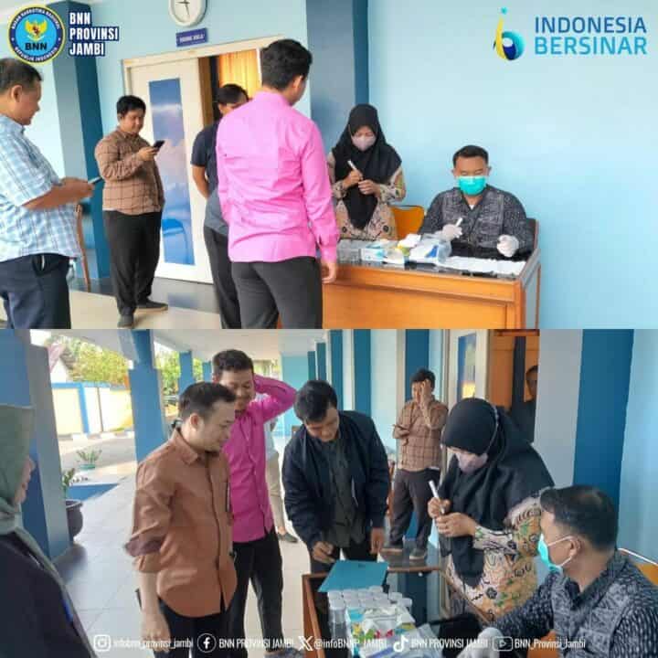 Dalam Rangka HANI 2024 BNN Provinsi Jambi melaksanakan Deteksi Dini melalui Tes Urin kepada Pegawai KPP Pratama Jambi Telanaipura.
