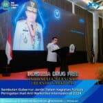BNN Provinsi Jambi dan DWP Provinsi Jambi beserta Jajaran bersama Forkopimda Provinsi Jambi Mengikuti Puncak Peringatan Hari Anti Narkotika Internasional 2024 secara Virtual di Swiss-Belhotel Jambi