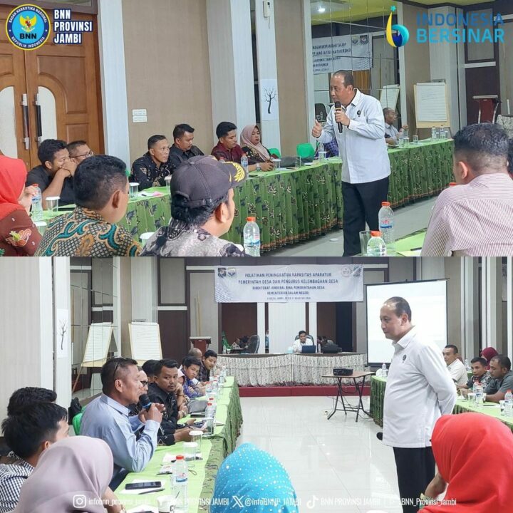Kepala BNN Provinsi Jambi Brigjen Pol. Wisnu Handoko, S.I.K., M.M Menjadi Narasumber pada kegiatan Pelatihan Peningkatan Kapasitas Aparatur Pemerintah Desa dan Pengurus Kelembagaan Desa